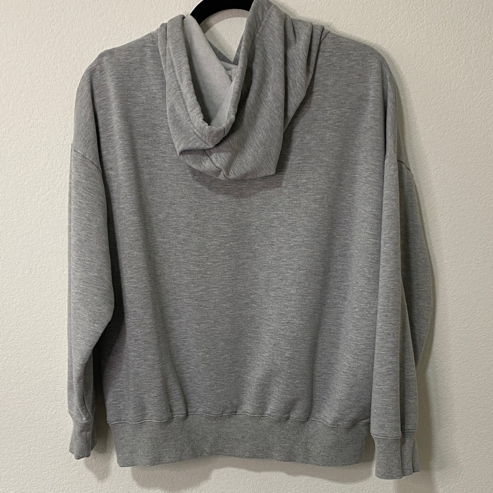 Gray Hoodie Sweatshirt with Drawstring Front Medium - Picture 2 of 5